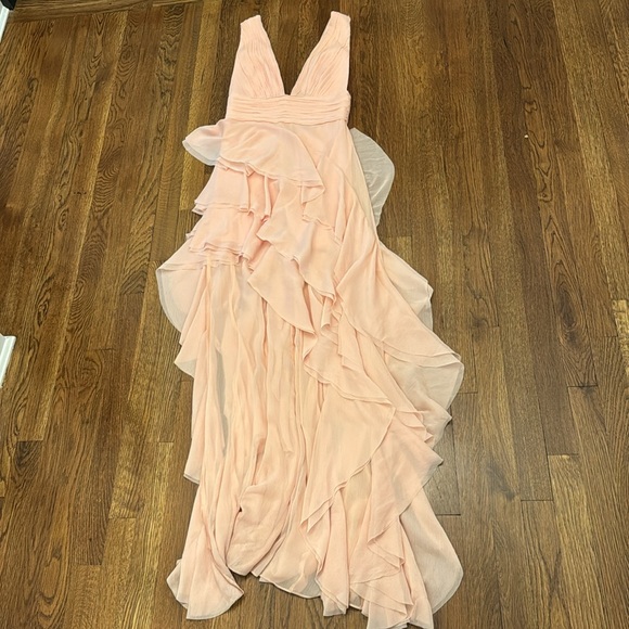 NWT Alice + Olivia Holly Tiered High-Low Maxi Dress Pink - Picture 7 of 8